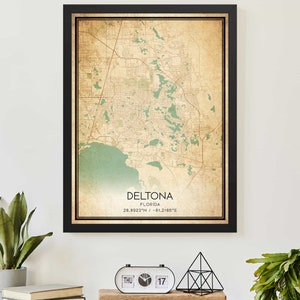 Vintage Deltona Florida kaart print poster aangepaste kaart kunst