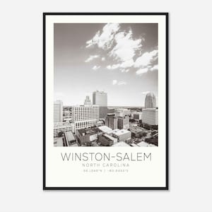 Winston-Salem North Carolina Photo Travel Poster, Winston-Salem Travel Print, Minimalist Travel Print DS1