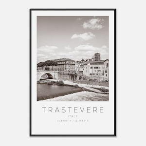 Trastevere Italy Travel Photo Poster BW, Trastevere Travel Print, Minimalist Travel Poster Print