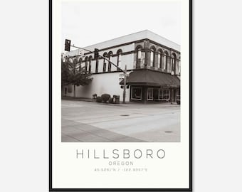 Hillsboro Oregon Photo Travel Poster, Hillsboro Travel Print, Minimalist Travel Print
