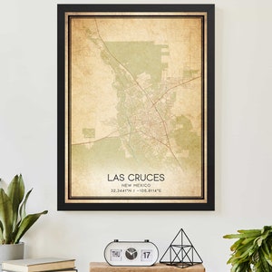 Vintage Las Cruces New Mexico Karte Druck Poster Kundenspezifische Karte Kunst