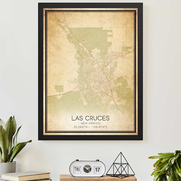 Vintage Las Cruces New Mexico Map Print Poster Custom Map Art