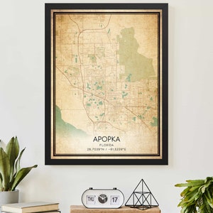 Vintage Apopka Florida kaart print poster aangepaste kaart kunst
