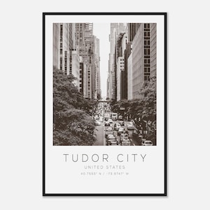 Tudor City United States Travel Photo Poster BW, Tudor City Travel Print, Minimalist Travel Poster Print