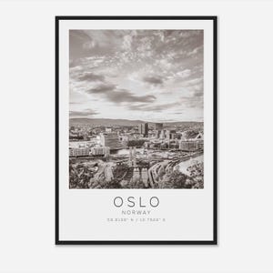 Oslo Norway Travel Photo Poster BW, Oslo Travel Print, Minimalist Travel Poster Print