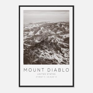 Mount Diablo United States Travel Photo Poster BW, Mount Diablo Travel Print, Minimalist Travel Poster Print