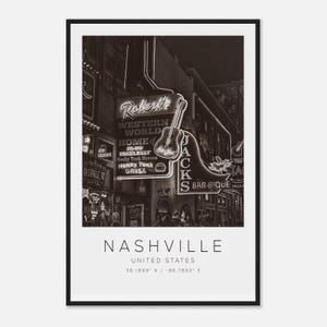 Nashville United States Travel Photo Poster BW, Nashville Travel Print, Minimalist Travel Poster Print