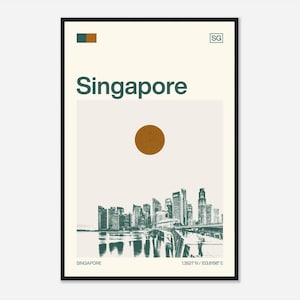 Minimalistische zwart-wit reisfotoposter Singapore Singapore