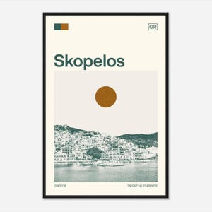 Skopelos Greece Minimalist Monochrome Travel Photo Poster