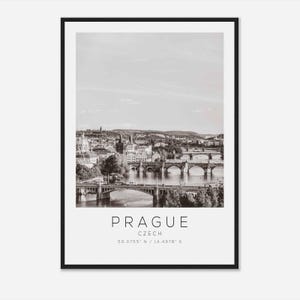 Prague Czech Travel Photo Poster BW, Prague Travel Print, Minimalist Travel Poster Print