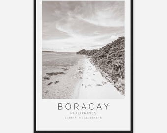 Boracay Philippines Travel Photo Poster BW, Boracay Travel Print, Minimalist Travel Poster Print