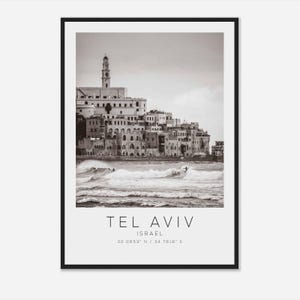 Tel Aviv Israel Travel Photo Poster BW, Tel Aviv Travel Print, Minimalist Travel Poster Print
