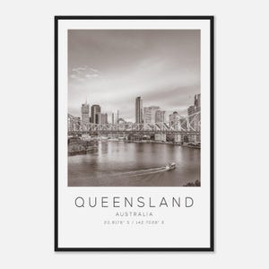 Queensland Australia Travel Photo Poster BW, Queensland Travel Print, Minimalist Travel Poster Print