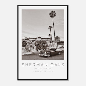 Sherman Oaks United States Travel Photo Poster BW, Sherman Oaks Travel Print, Minimalist Travel Poster Print