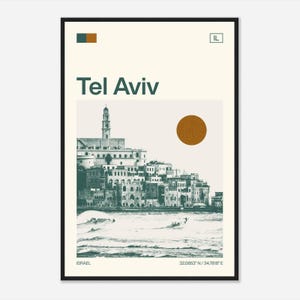 Tel Aviv Israel Minimalist Monochrome Travel Photo Poster