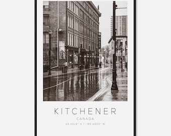 Kitchener Canada Travel Photo Poster BW, Kitchener Travel Print, Minimalist Travel Poster Print