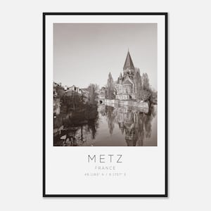 Metz France Travel Photo Poster BW, Metz Travel Print, Minimalist Travel Poster Print