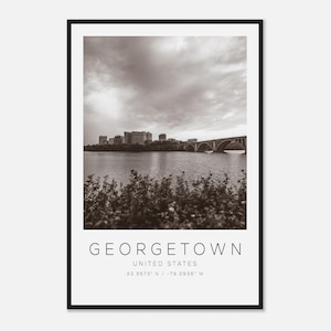 Georgetown USA Reisefotoplakat BW, Georgetown Reisedruck, Minimalistischer Reiseplakatdruck