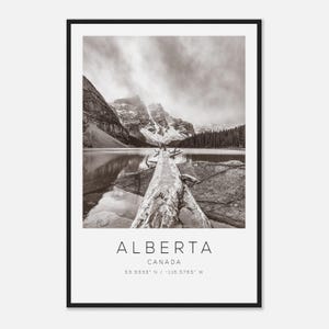 Alberta Canada Travel Photo Poster BW, Alberta Travel Print, Minimalist Travel Poster Print