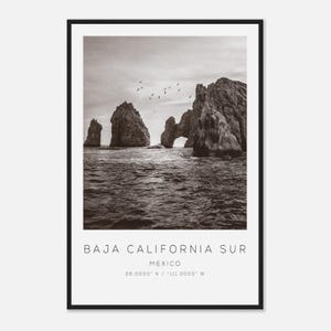 Baja California Sur Mexico Travel Photo Poster BW, Baja California Sur Travel Print, Minimalist Travel Poster Print