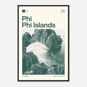 Phi Phi-öarna Thailand Minimalistisk monokrom resefotoposter