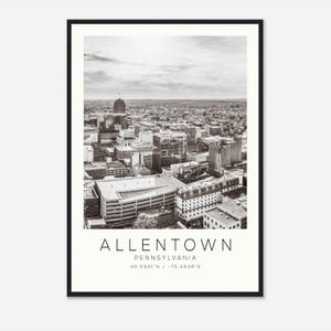 Allentown Pennsylvania Photo Travel Poster, Allentown Travel Print, Minimalist Travel Print DS1