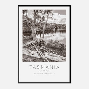 Tasmania Australia Travel Photo Poster BW, Tasmania Travel Print, Minimalist Travel Poster Print