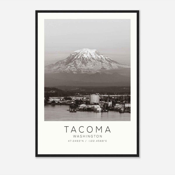 Tacoma Washington Photo Travel Poster, Tacoma Travel Print, Minimalist Travel Print DS2