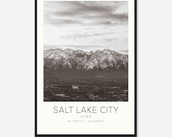 Salt Lake City Utah Photo Travel Poster, Salt Lake City Travel Print, Minimalist Travel Print DS5