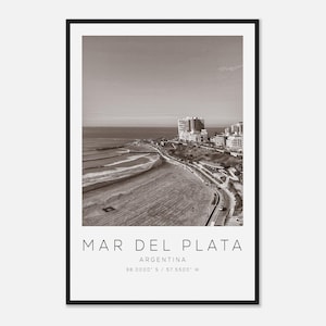Mar del Plata Argentina Travel Photo Poster BW, Mar del Plata Travel Print, Minimalist Travel Poster Print