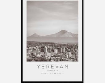 Yerevan Armenia Travel Photo Poster BW, Yerevan Travel Print, Minimalist Travel Poster Print