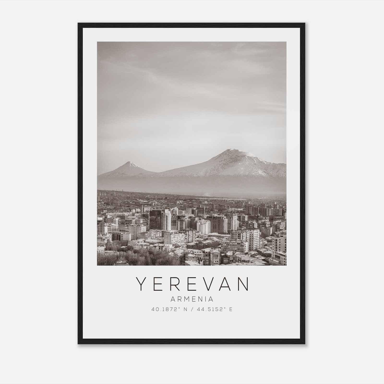 Pôster fotográfico de viagem de Yerevan, Armênia, preto e branco, impressão de viagem de Yerevan, impressão de pôster de viagem minimalista