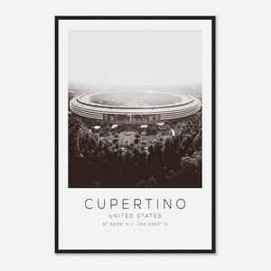 Cupertino United States Travel Photo Poster BW, Cupertino Travel Print, Minimalist Travel Poster Print