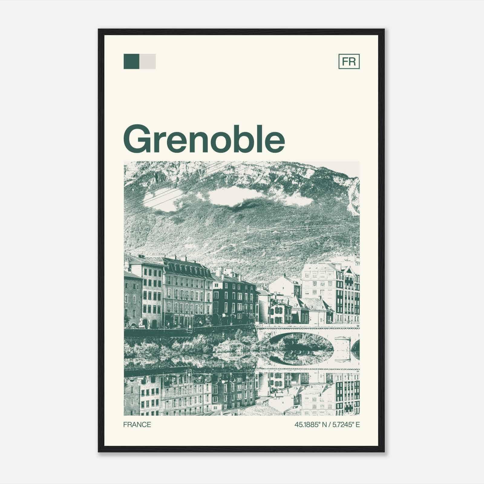 Grenoble France Minimalist Monochrome Travel Photo Poster