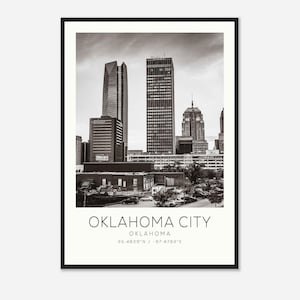 Oklahoma City Oklahoma Photo Travel Poster, Oklahoma City Travel Print, Minimalist Travel Print DS3