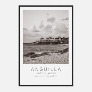 Anguilla United Kingdom Travel Photo Poster BW, Anguilla Travel Print, Minimalist Travel Poster Print