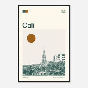 Poster photo de voyage monochrome minimaliste de Cali, Colombie