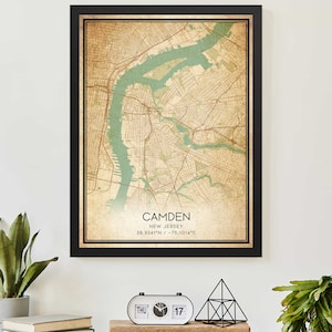Vintage Camden New Jersey Map Print Poster Custom Map Art