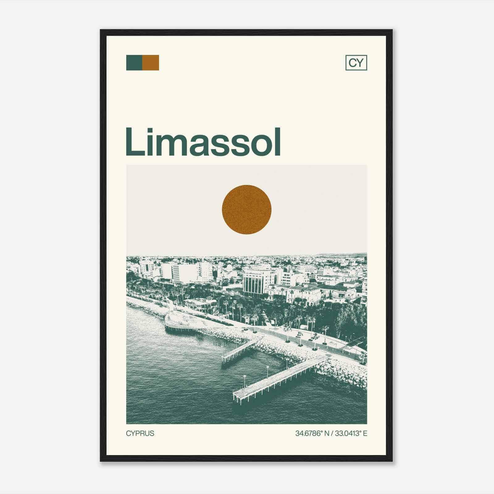Limassol Cyprus Minimalist Monochrome Travel Photo Poster