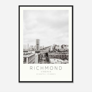 Richmond Virginia Photo Travel Poster, Richmond Travel Print, Minimalistyczny wydruk podróżniczy DS4