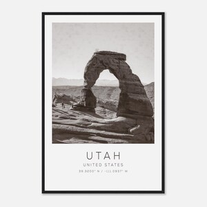 Utah United States Travel Photo Poster BW, Utah Travel Print, Minimalist Travel Poster Print