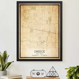 Vintage Griechenland New York Karte Print Poster Custom Map Art