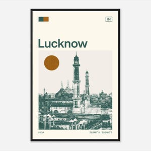 Lucknow India Minimalist Monochrome Travel Photo Poster