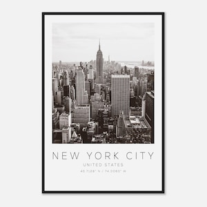 New York City United States Travel Photo Poster BW, New York City Travel Print, Minimalist Travel Poster Print