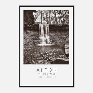 Akron United States Travel Photo Poster BW, Akron Travel Print, Minimalist Travel Poster Print