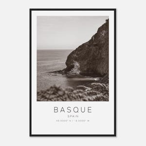 Basque Spain Travel Photo Poster BW, Basque Travel Print, Minimalist Travel Poster Print