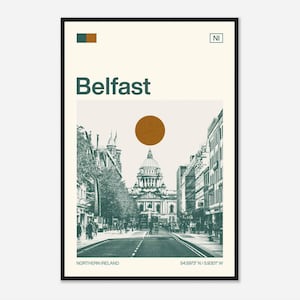 Belfast Northern Ireland Minimalist Monochrome Travel Photo Poster