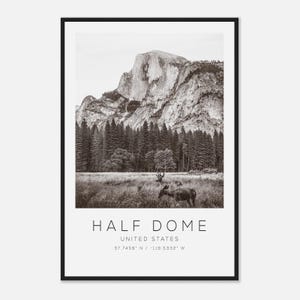 Half Dome United States Travel Photo Poster BW, Half Dome Travel Print, Minimalist Travel Poster Print