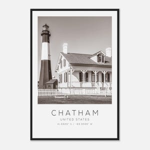 Chatham United States Travel Photo Poster BW, Chatham Travel Print, Minimalist Travel Poster Print