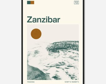 Zanzibar Tanzania Minimalist Monochrome Travel Photo Poster